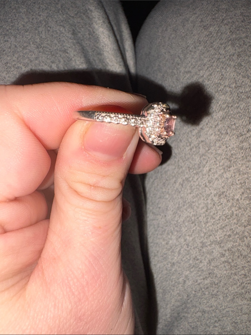 Pink Tourmaline And Diamond Ring In Sterling Silver - Picture 5 of 7